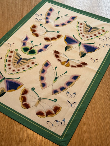 Canovaccio Panama di Cotone Stampa Digitale Cucina TagHouse 55 x 80 cm Farfalle/Verde