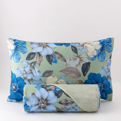 POPUP - Parure Copripiumino Cotone Stampato Hoara Letto Riviera Matrimoniale Azzurro Cielo