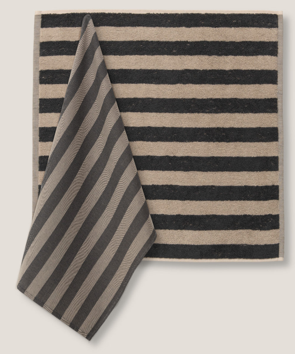 Set Canovacci Tela+Spugna RIGHE Cucina Moreali Tessile Casa 50 x 70 / 50 x 50 Grigio