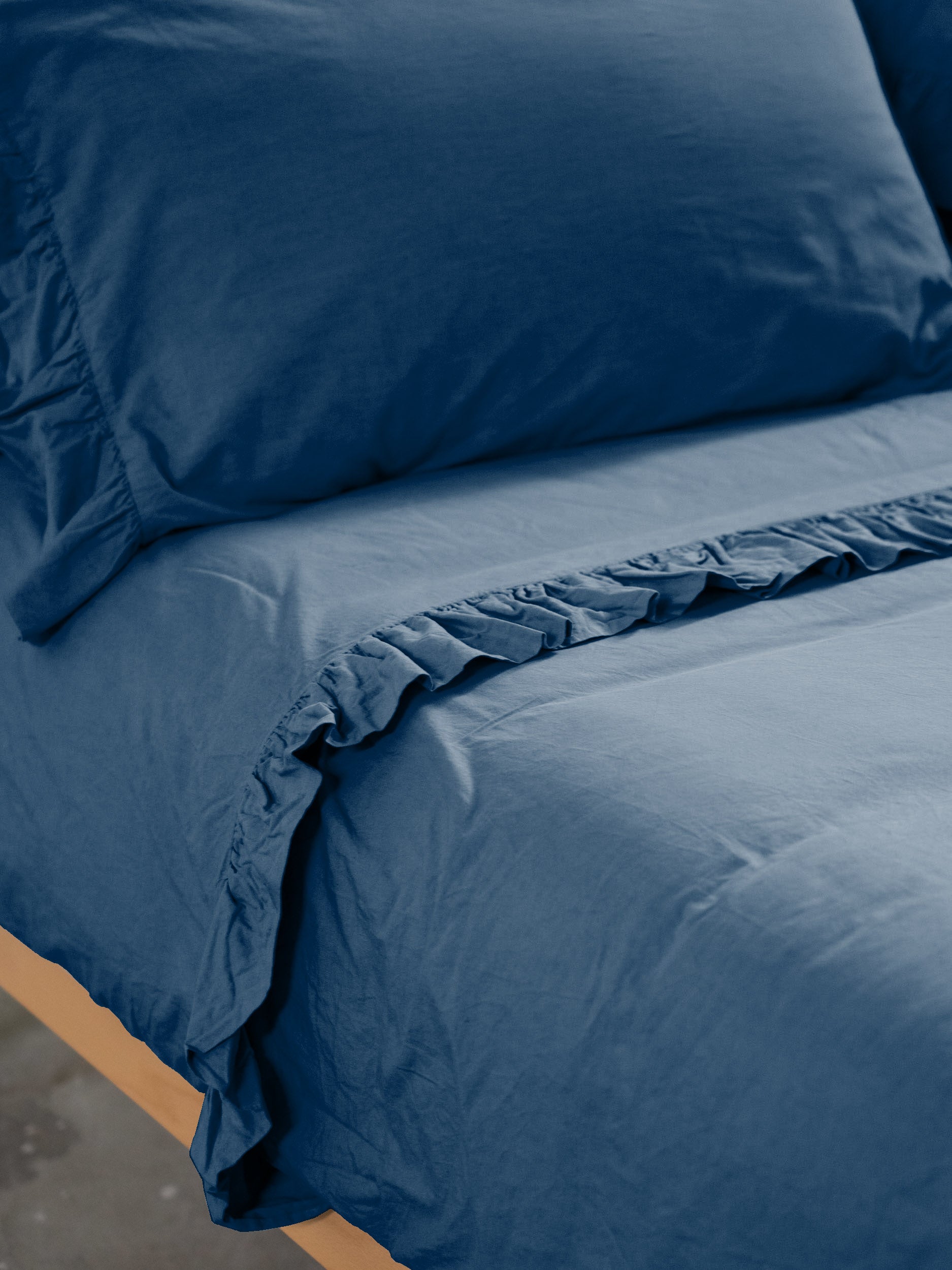 Parure Copripiumino No-Stiro FRAPPA Letto Moreali Tessile Casa Matrimoniale Denim