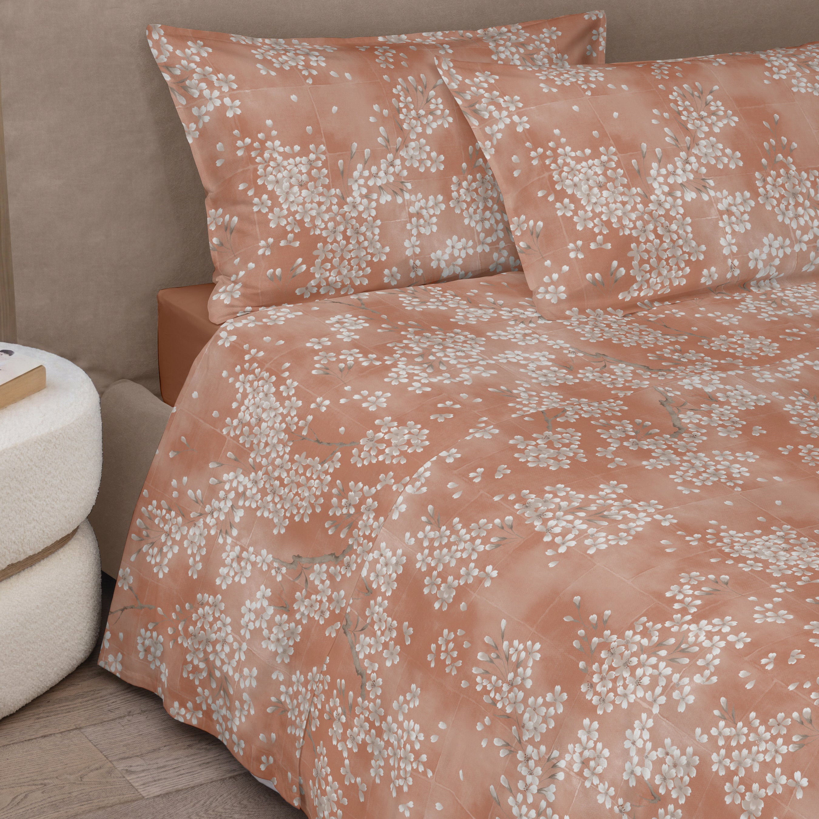 Completo Lenzuola Copriletto Percalle KIMONO Letto Fazzini