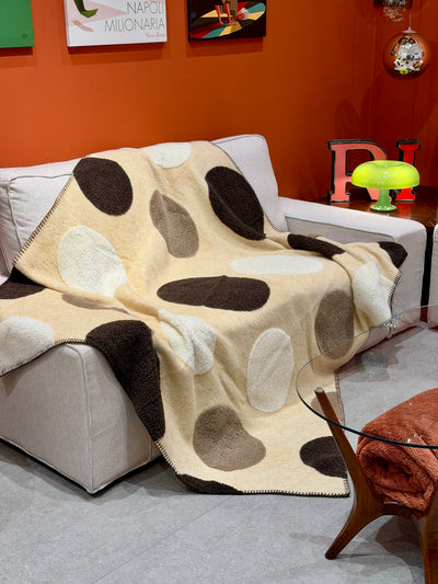 Plaid Lana Cotta Italiana BIG CIRCLES Soggiorno Moreali Tessile Casa Plaid 150 x 170 Cachemire - Antracite/Avorio/Tortora