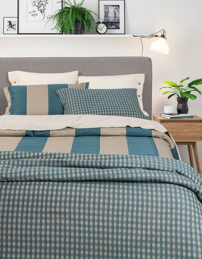 Parure Copripiumino Tinto Filo QUADRETTI Letto Sisu