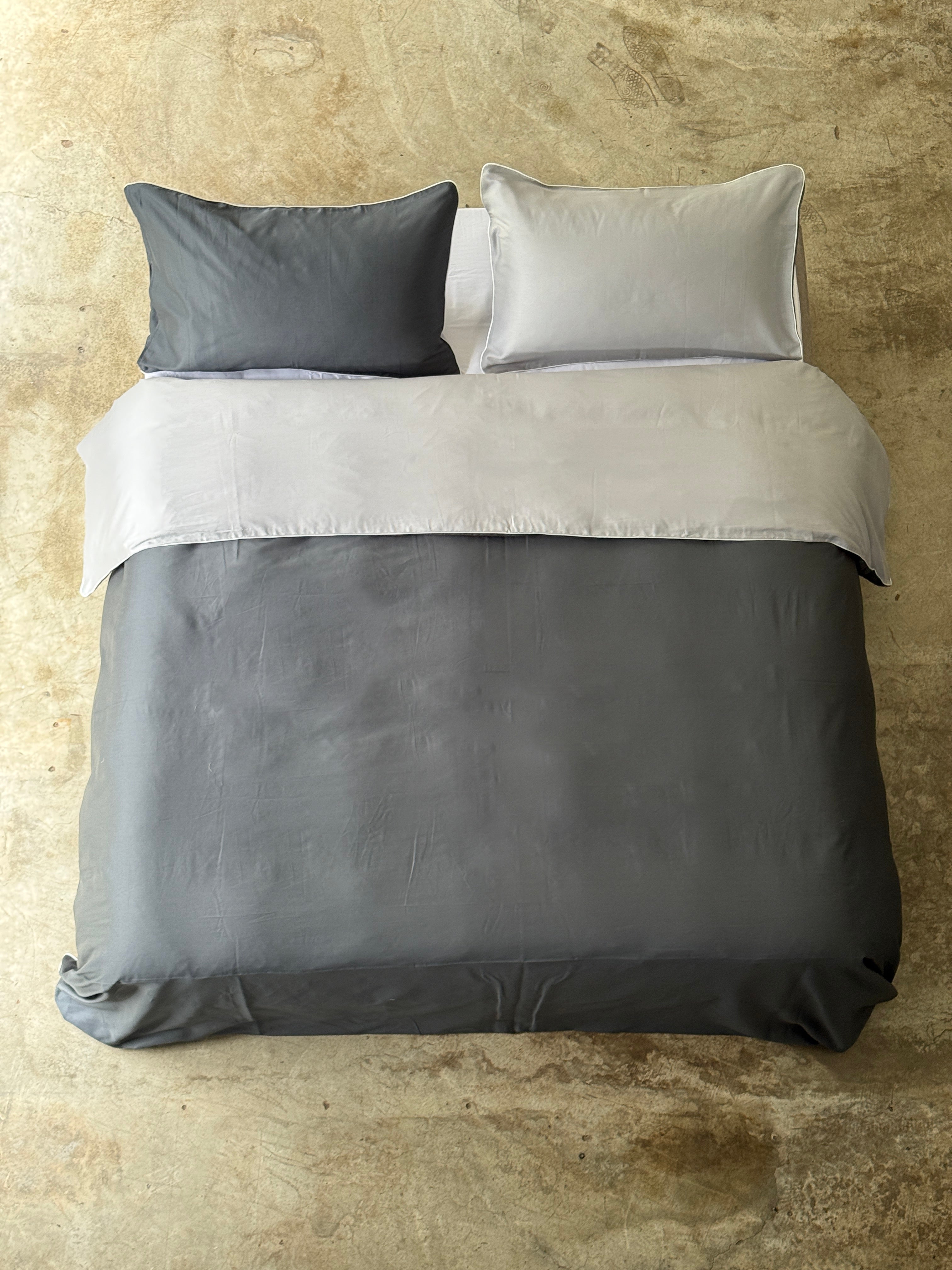 Parure Copripiumino Raso di Cotone Double Letto Moreali Tessile Casa Matrimoniale Grigio/Antracite