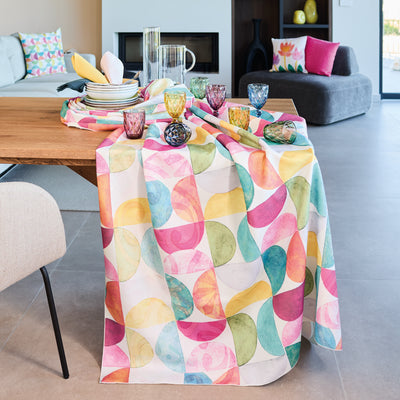 Tovaglia Antimacchia Morbida Stampata SOLEVIVO Cucina Maison Sucrée Quadrata 4 Posti 155x155 Multicolor