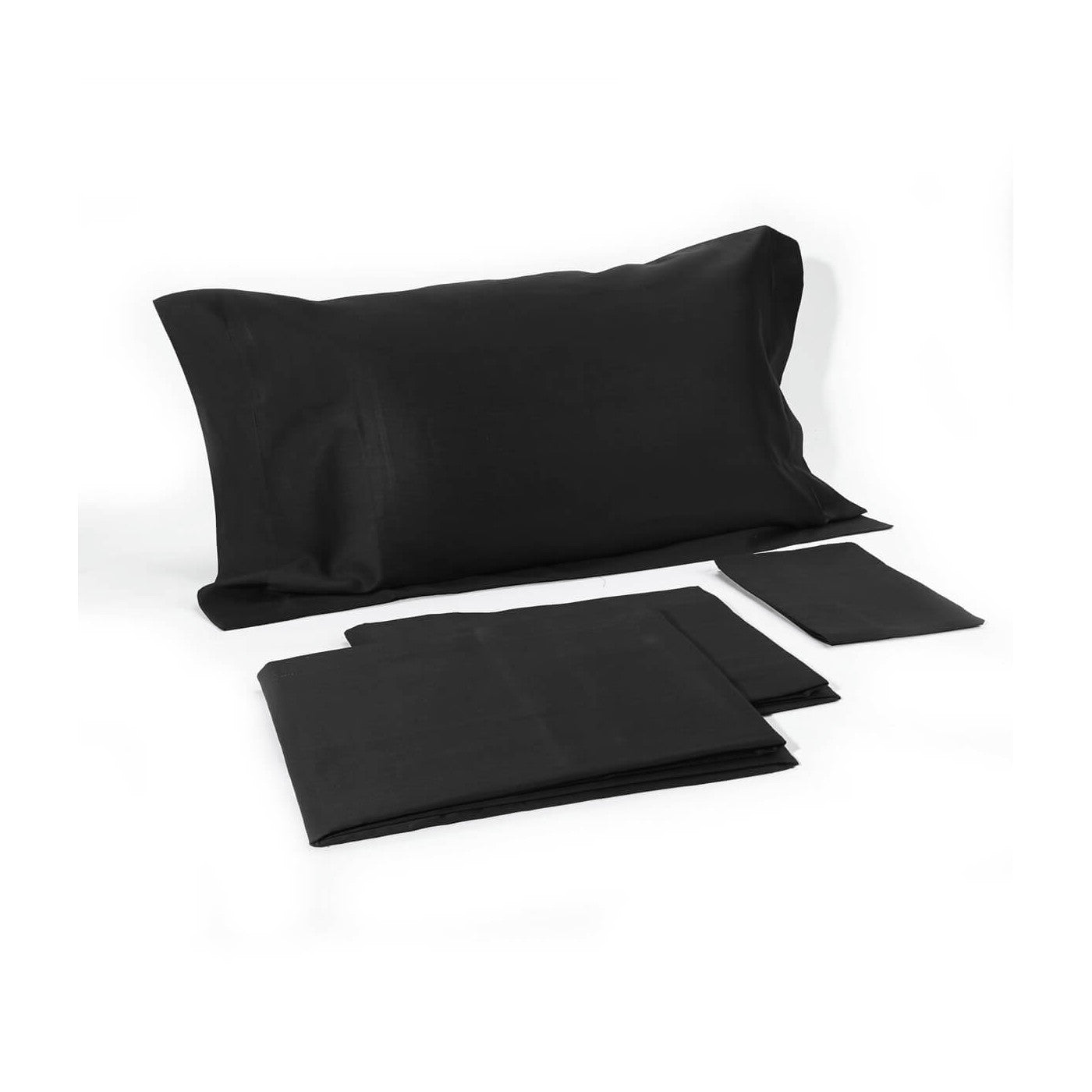 Completo Lenzuola Raso Satin Elegance Letto Moreali Tessile Casa Matrimoniale Nero