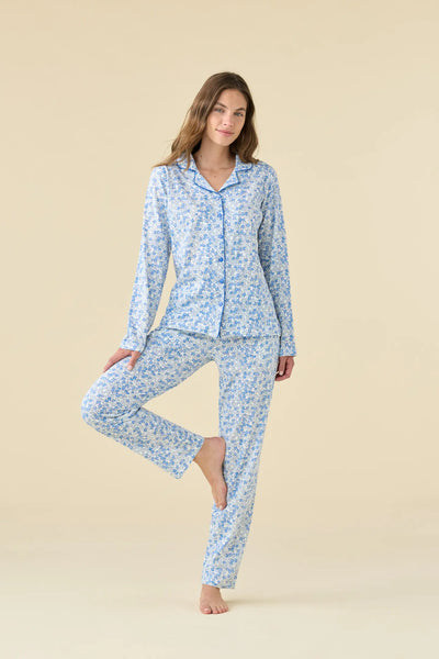 Pigiama Donna Lungo Aperto BLOOM Abbigliamento Moreali Tessile Casa XS Azzurro