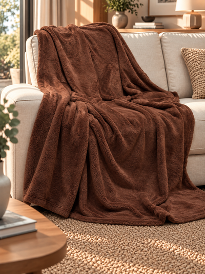 Plaid Extra Soft COCCOLA Soggiorno Moreali Tessile Casa Plaid 150 x 180 Cognac P914