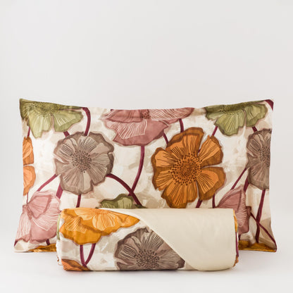 Parure Copripiumino Raso 300TC Stampa Digitale Keira Letto Reevèr Matrimoniale Cumino