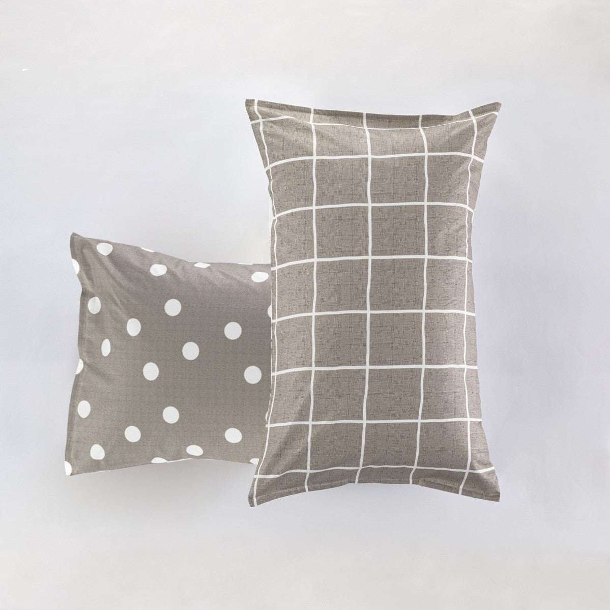 Coppia Federe Double Quadri-Pois EASY Letto Moreali Tessile Casa 50 x 80 cm Lino