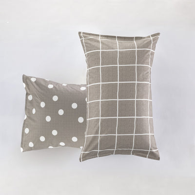Coppia Federe Double Quadri-Pois EASY Letto Moreali Tessile Casa 50 x 80 cm Lino