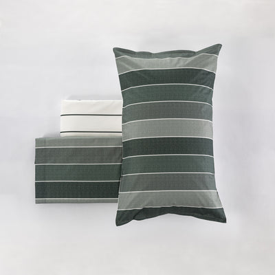 Completo Lenzuola Copriletto Rigone-Righe EASY Letto Moreali Tessile Casa Matrimoniale Verde