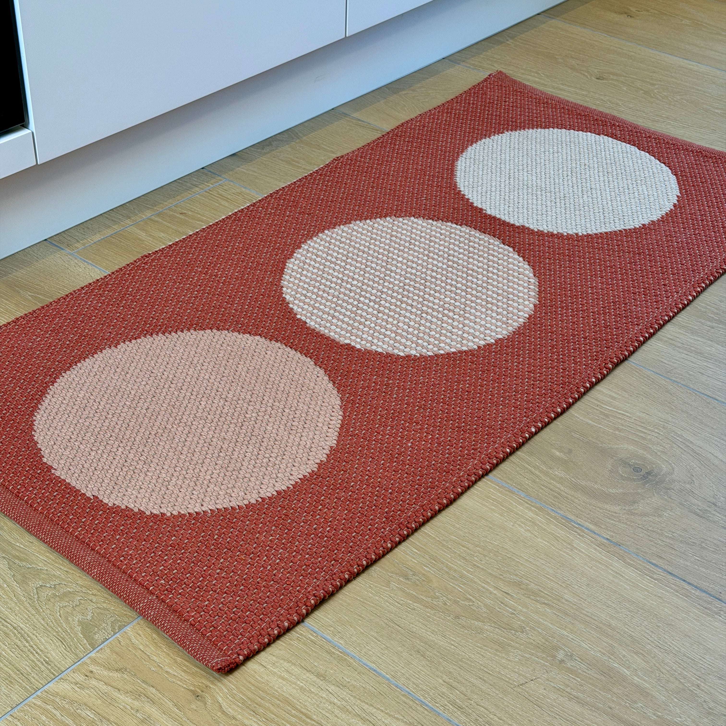 Tappeto Artigianale Jacquard Lino/Cotone POP ART Soggiorno Moreali Tessile Casa 60 x 100 Terracotta - Taupe - Rosa Antico