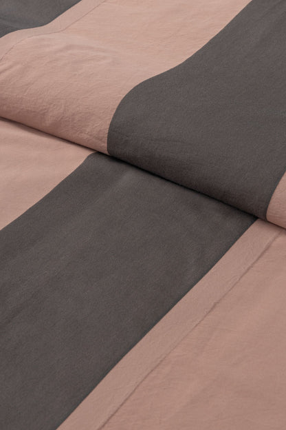 Parure Copripiumino Tinto Filo RIGONE Letto Sisu Matrimoniale Rose Retro/Dark Grey
