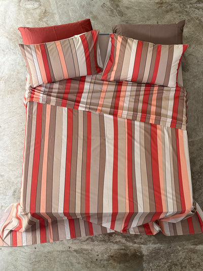 Parure Lenzuola Copriletto BAIADERA Letto Moreali Tessile Casa Matrimoniale Terracotta