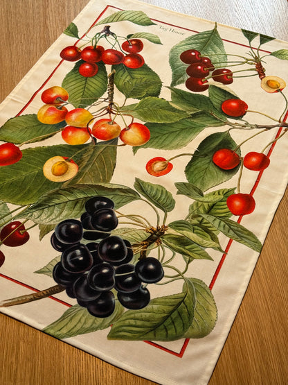 Canovaccio Panama di Cotone Stampa Digitale Cucina TagHouse 55 x 80 cm Ciliegie/Rosso