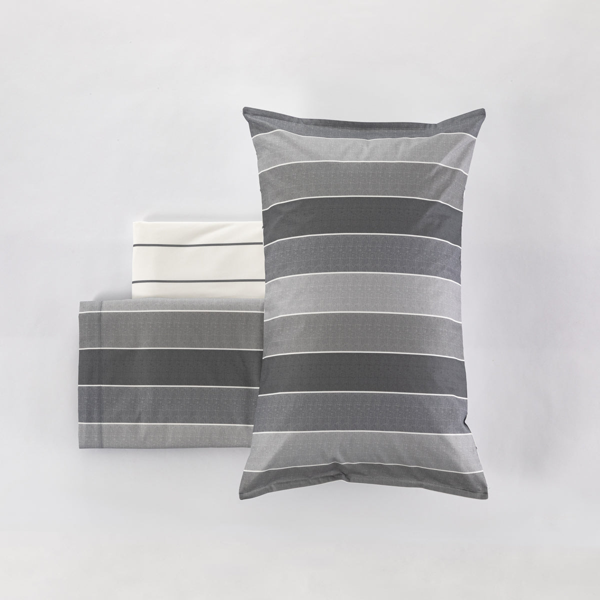 Completo Lenzuola Copriletto Rigone-Righe EASY Letto Moreali Tessile Casa Matrimoniale Grigio