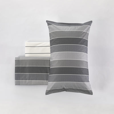 Completo Lenzuola Copriletto Rigone-Righe EASY Letto Moreali Tessile Casa Matrimoniale Grigio