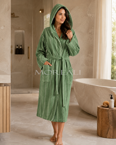 Accappatoio Unisex Tinto Filo SMART Bagno Fazzini L / XL Verde/Off White