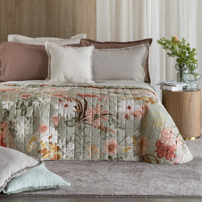 Trapuntino in Raso 300TC Stampa Digitale HEATHER Letto Reevèr Matrimoniale Acquamarina