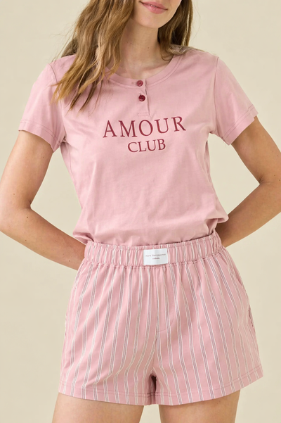 Pigiama Donna Corto Cotone AMOUR CLUB Abbigliamento Moreali Tessile Casa XS Rosa