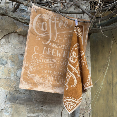 Set Canovacci Tela+Spugna COFFEE Cucina Moreali Tessile Casa 70x50 + 50x50 Ambra