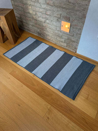 POPUP - Tappeto Artigianale Lino/Cotone STRIPES Bagno Moreali Tessile Casa 60 x 90 Grigio/Antracite
