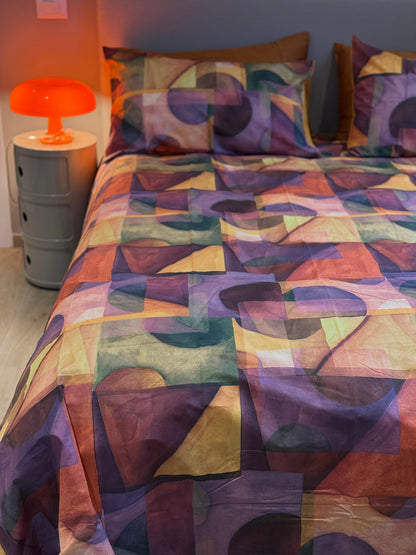 Parure Copripiumino Percalle Paracas Letto Fazzini Matrimoniale Zucca - Malva