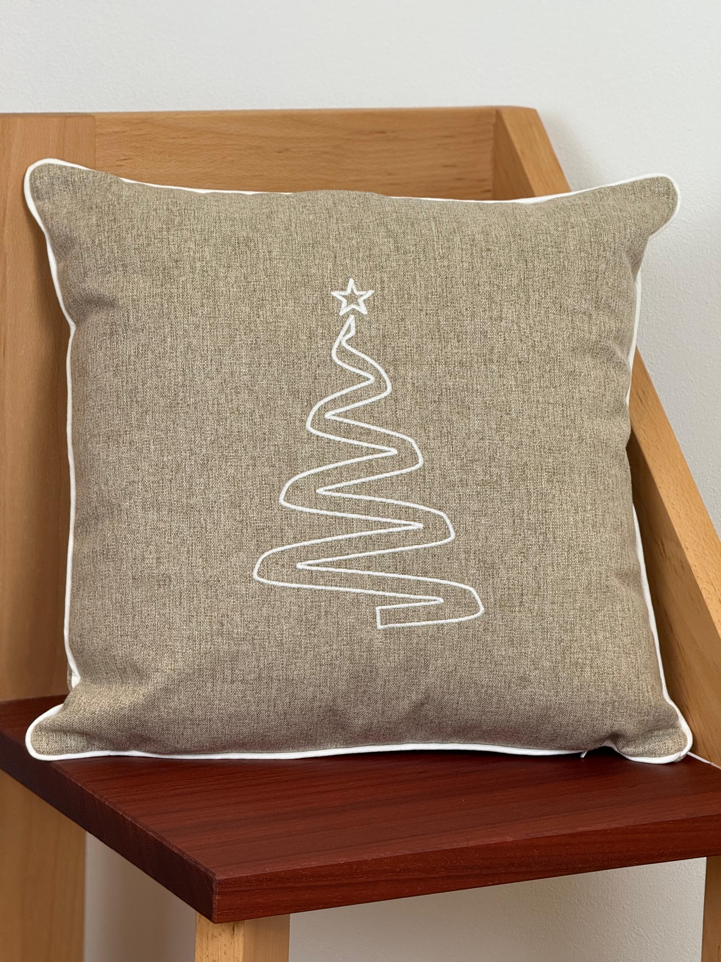 Cuscino Arredo Piping Christmas Tree Soggiorno Moreali Tessile Casa 45 x 45 Tortora