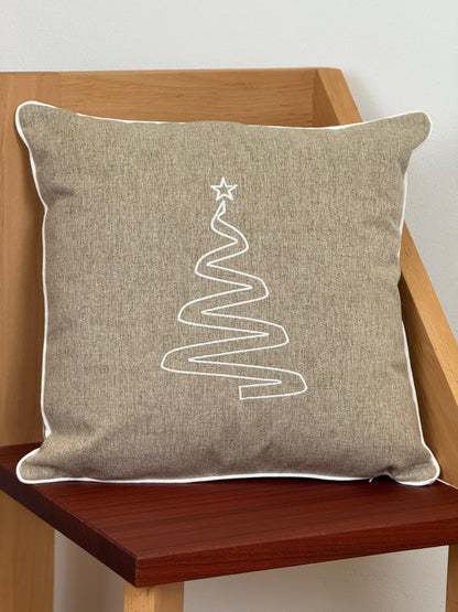 Cuscino Arredo Piping Christmas Tree Soggiorno Moreali Tessile Casa 45 x 45 Tortora