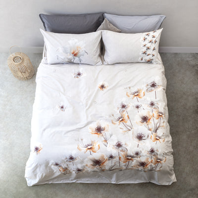 Parure Copripiumino Double Flower Power 2533 Letto Cogal Matrimoniale Lino