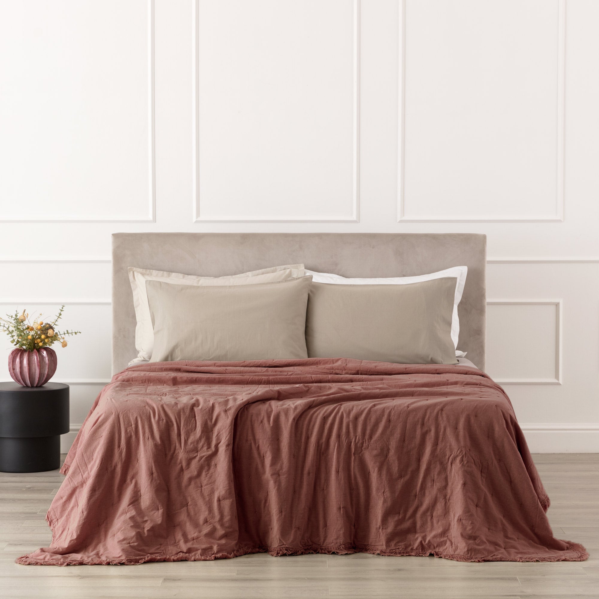 Trapuntino Cotone Stone Washed FERNANDA Letto Riviera Matrimoniale 260 x 260 Tegola