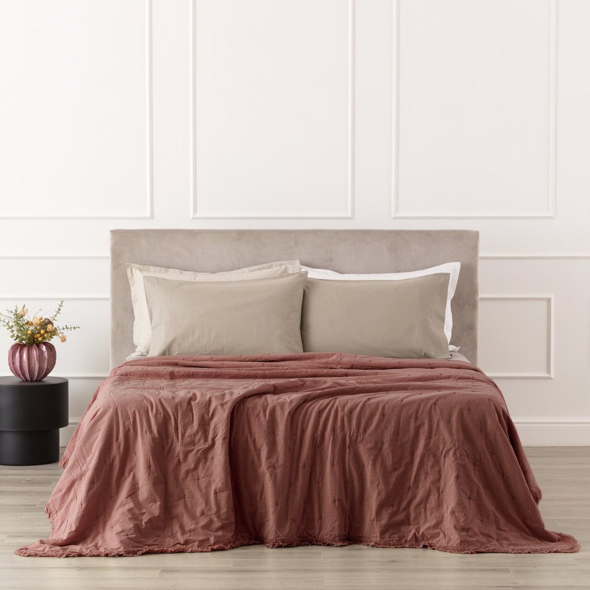 POPUP - Trapuntino Cotone Stone Washed FERNANDA Letto Riviera Singolo 180 x 260 Tegola