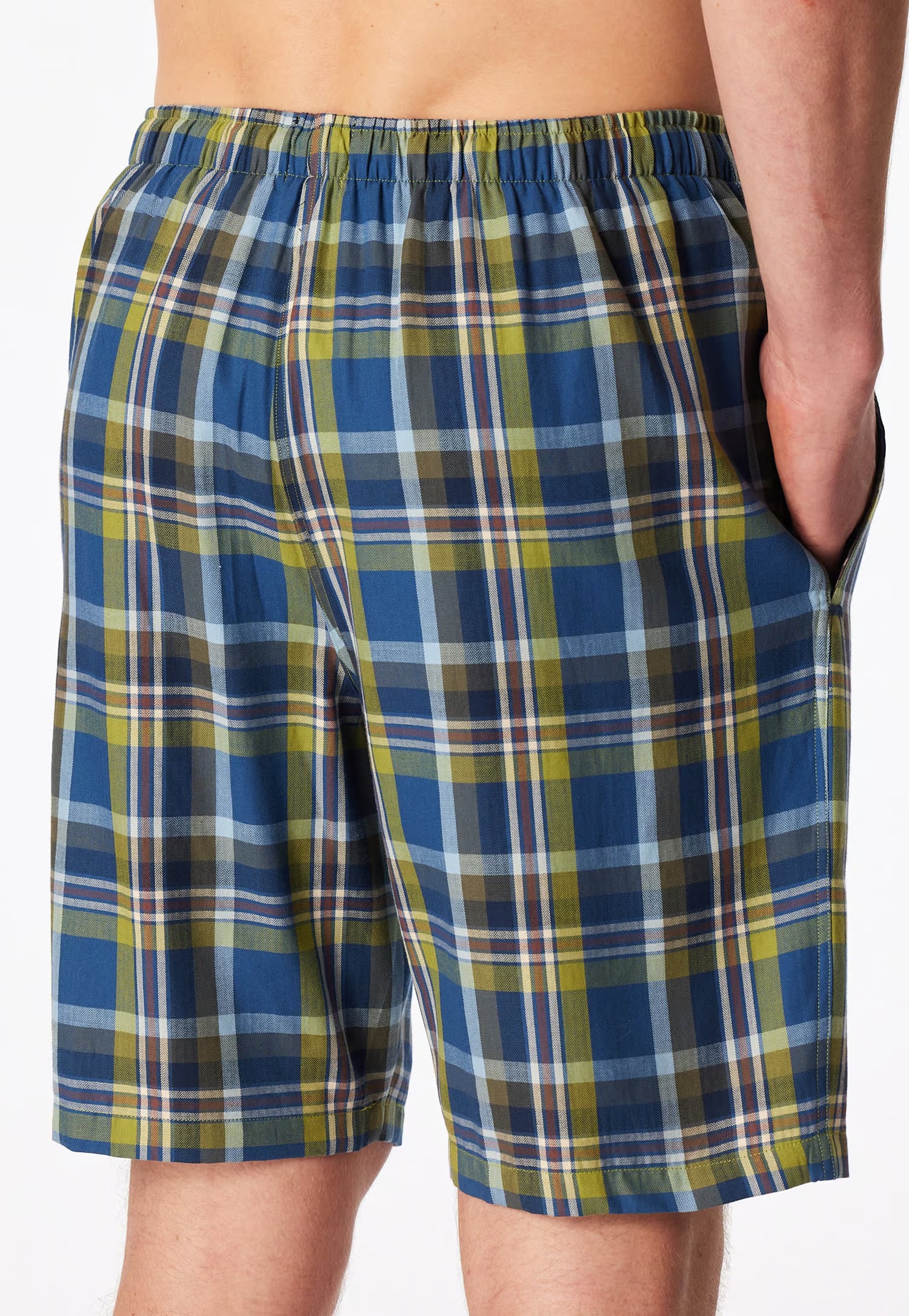Pantaloncini Corti Uomo Cotone Quadretti Verde Abbigliamento Schiesser