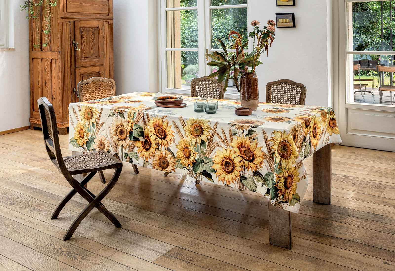POPUP - Tovaglia Panama di Cotone Stampa Piazzata GIRASOLI Cucina TagHouse 150 x 180 Girasoli