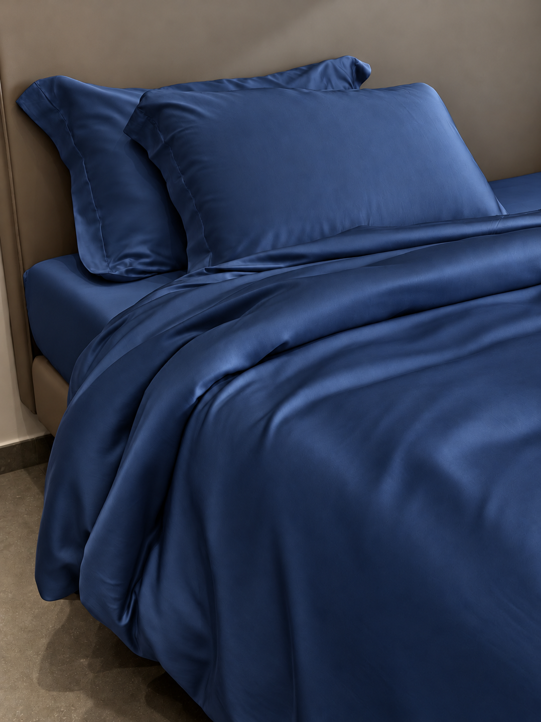 Parure Copripiumino SETA DI BAMBOO Letto Moreali Tessile Casa Matrimoniale Blu