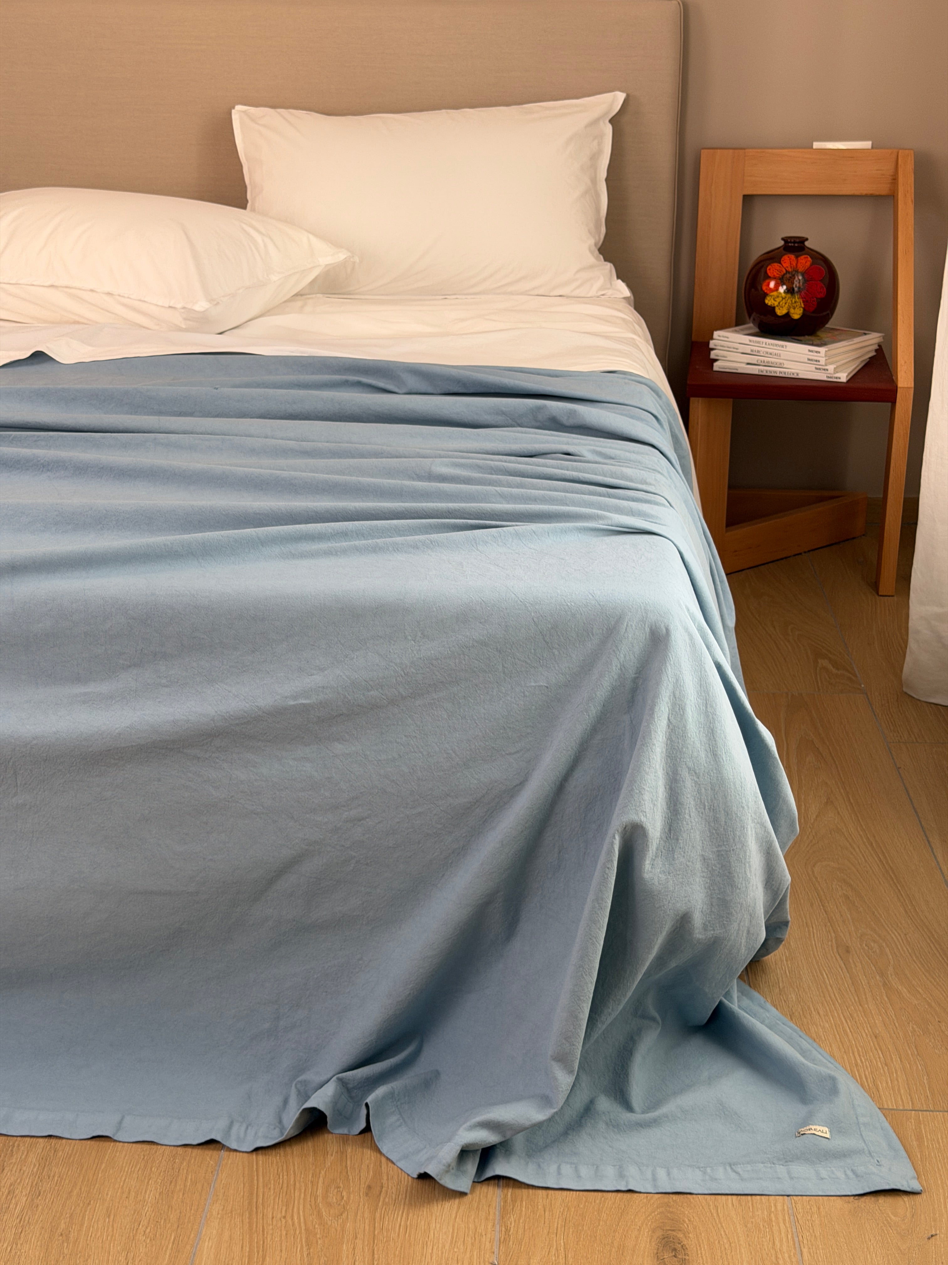 Copriletto No-Stiro ESSENZIALE Letto Moreali Tessile Casa Matrimoniale 270 x 270 Azzurro Polvere