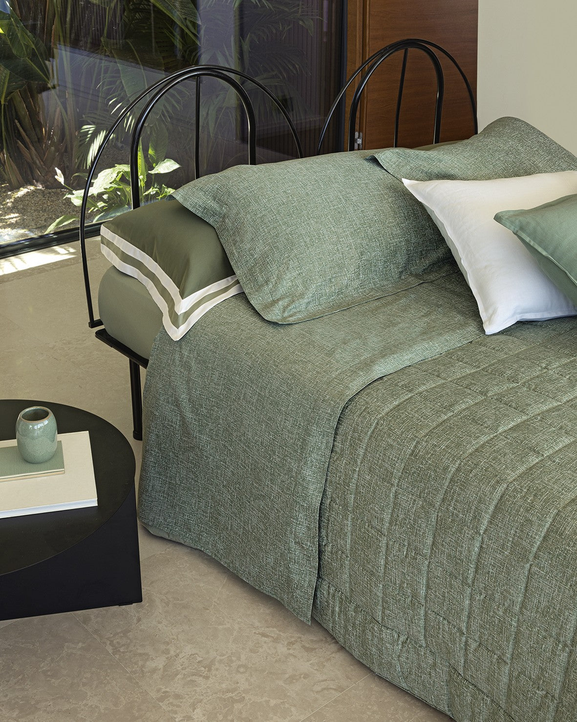 Trapuntino Raso 300TC BACO Letto Fazzini Matrimoniale 270 x 270 Verde