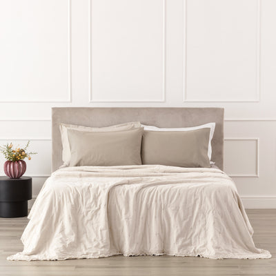 POPUP - Trapuntino Cotone Stone Washed FERNANDA Letto Riviera Singolo 180 x 260 Bianco
