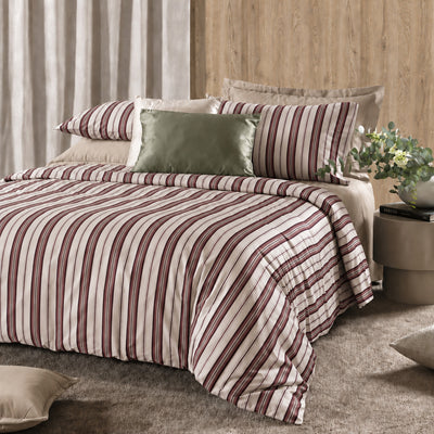 Parure Copripiumino Raso 300TC KELBURN Letto Reevèr Matrimoniale Granata