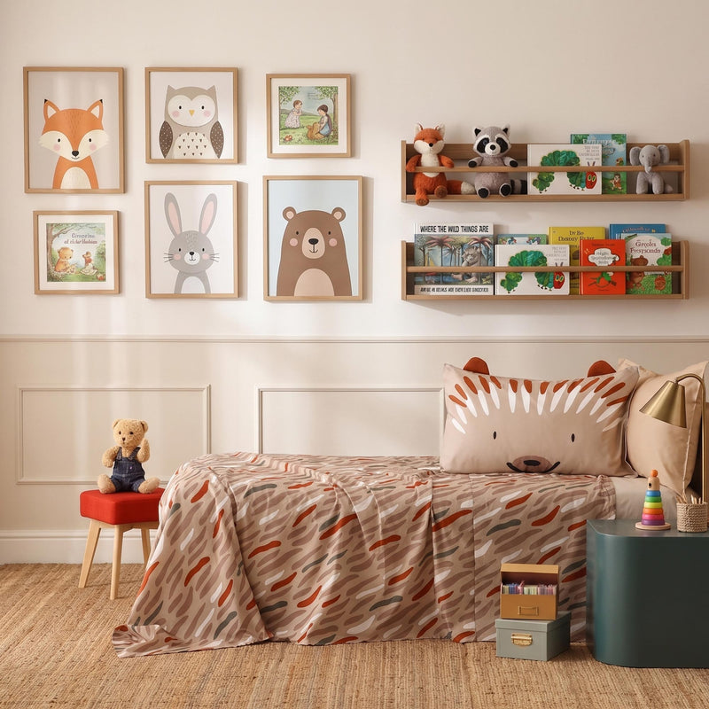 Completo Lenzuola KIDS Percalle Stampato Ciuffi Letto Riviera Singolo Deserto
