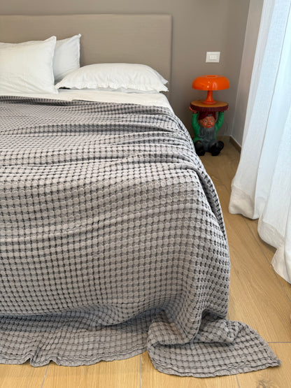 Copriletto Stone Washed Apone Letto Moreali Tessile Casa Matrimoniale 260 x 250 Mid Grey / Grigio