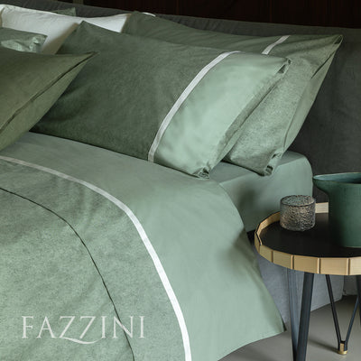 Completo Lenzuola Percalle GALUCHAT Letto Fazzini Matrimoniale Verde