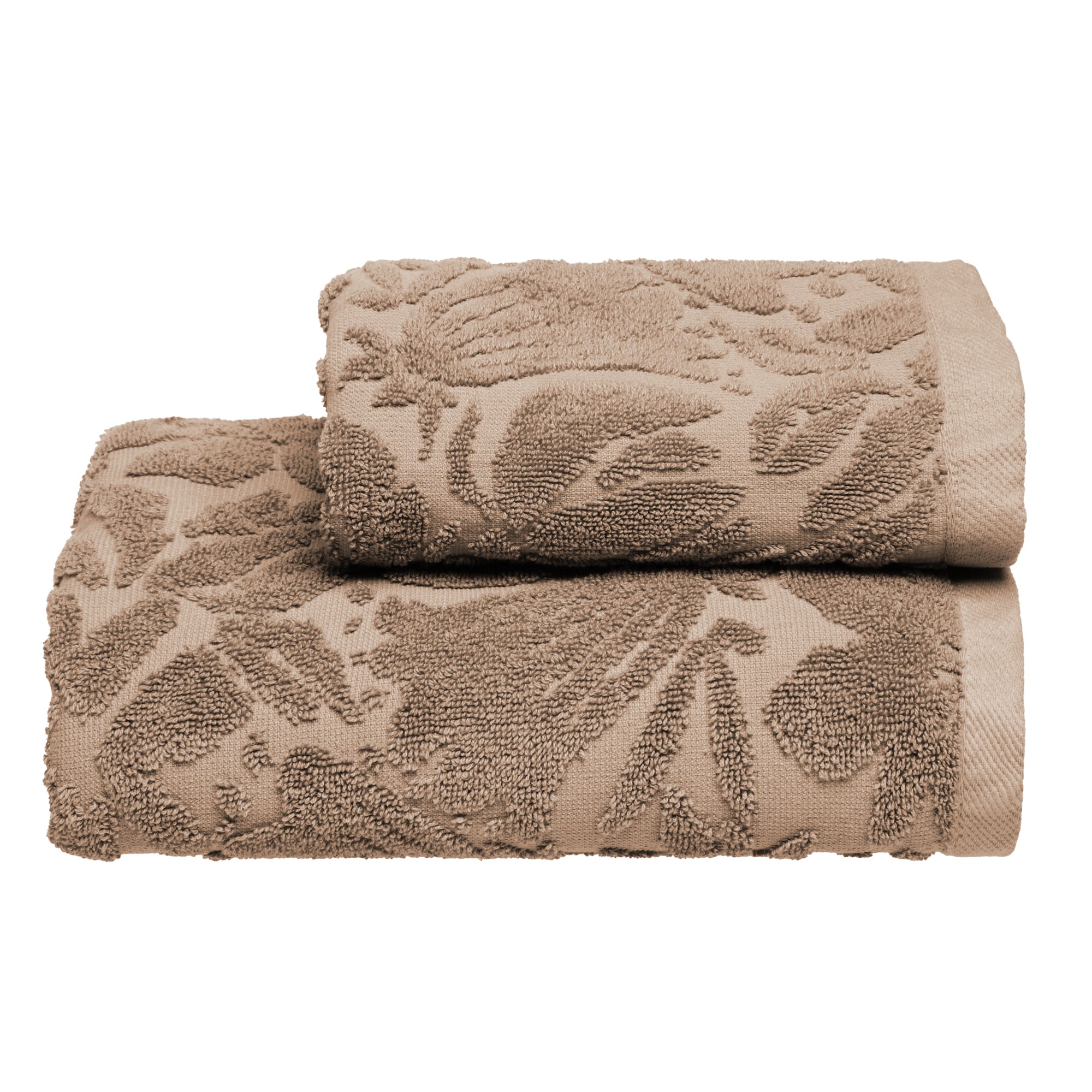 Set Asciugamani Jacquard Tinto Capo FLOWERS Bagno Moreali Tessile Casa 60 x 100 / 40 x 60 Deserto