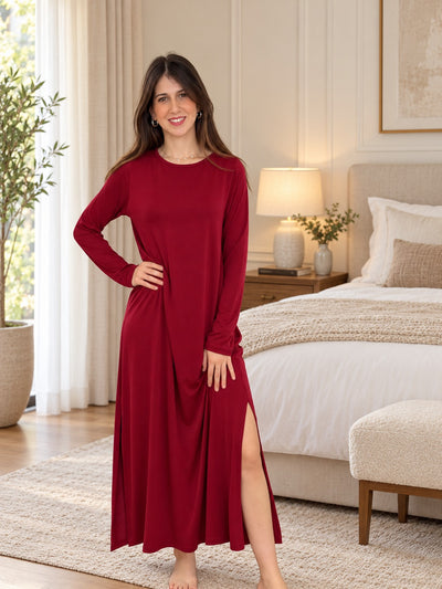 Abito Lungo in Viscosa ELEGANCE Abbigliamento Moreali Tessile Casa S Rosso