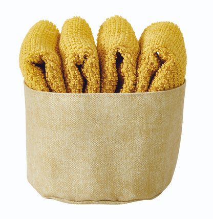 Set 4 Lavette + Cestino PEPE Bagno Maison Sucrée 30 x 30 Mostarda var.12