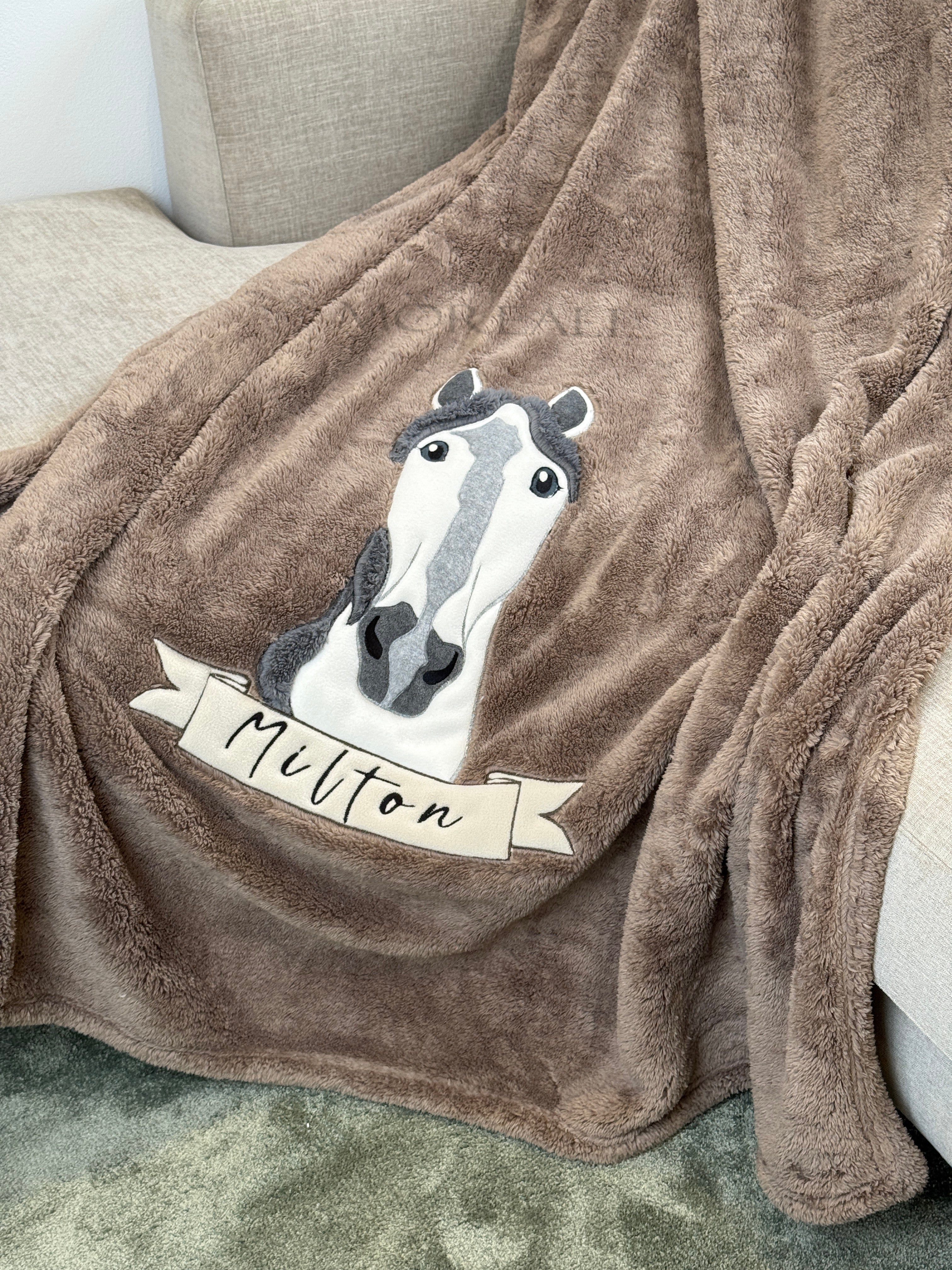 Plaid Pile Coccola Ricamato 'Horse' Soggiorno Maryplaid