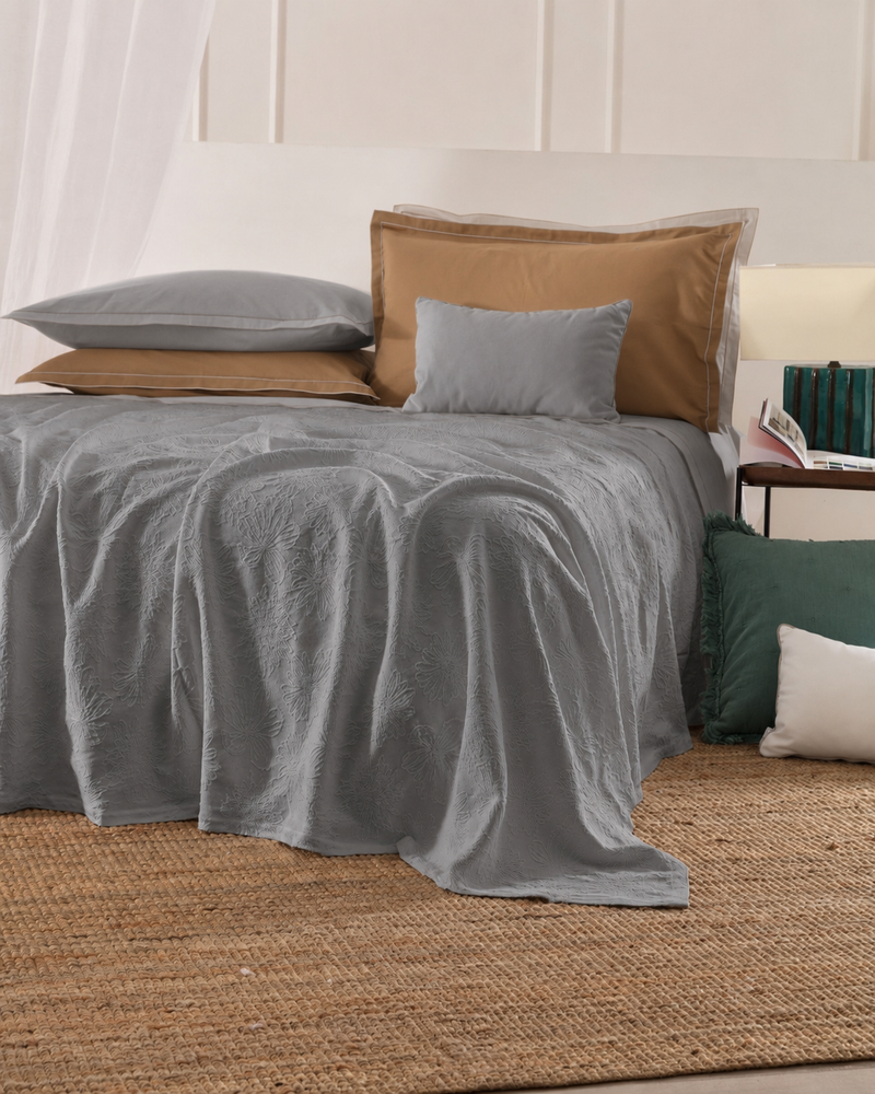 Copriletto Cotone Jacquard AMAROSA Letto Riviera Matrimoniale 260 x 260 Tortora