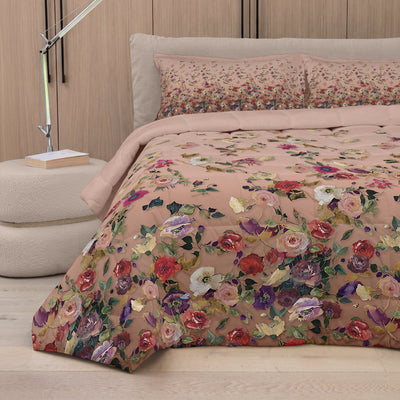 Trapunta Raso 300 Fili NETTARE Letto Fazzini 270 x 270 Rosa