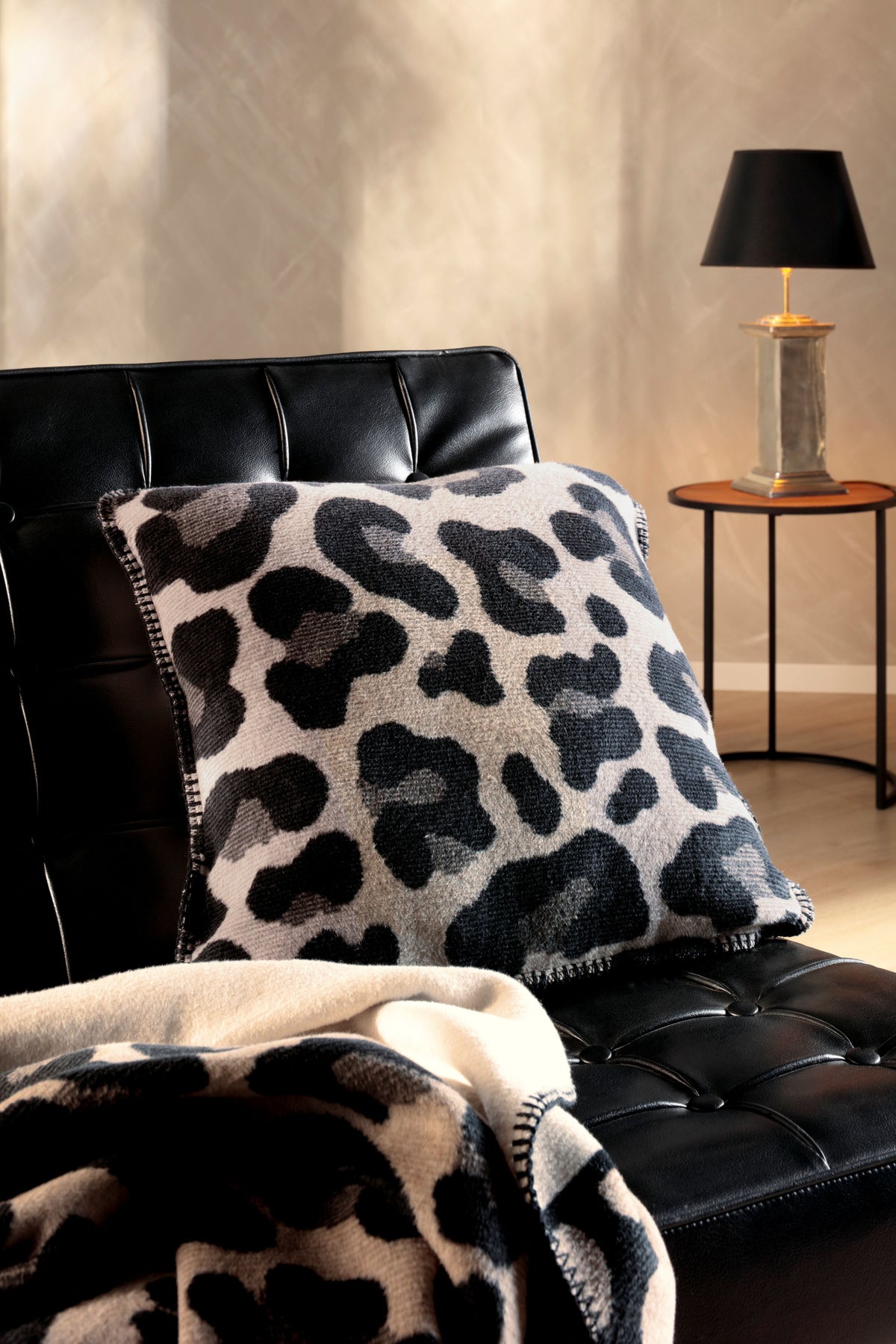 Cuscino Arredo in Caldo Cotone LEO PART Soggiorno Borbo 50 x 50 Leopardato
